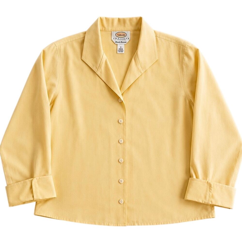 Talbots Petites Butter Yellow Y2K Wrinkle Resistant Button Front Shirt Petite 4